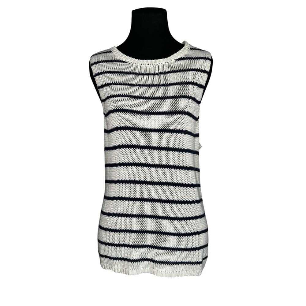Rails Jenna white blue stripes knit tank top size large
